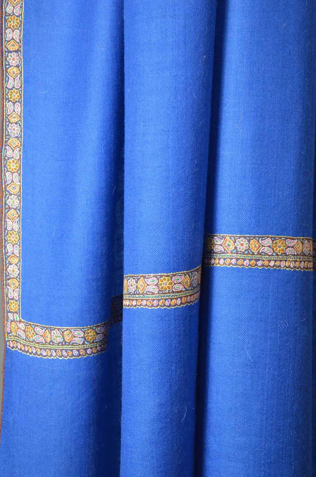 Blue Border Embroidery Cashmere Pashmina Shawl