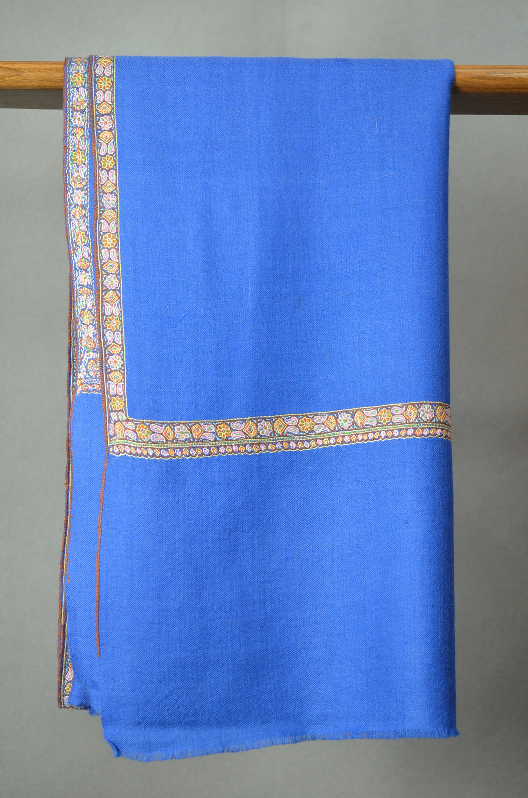 Blue Border Embroidery Cashmere Pashmina Shawl