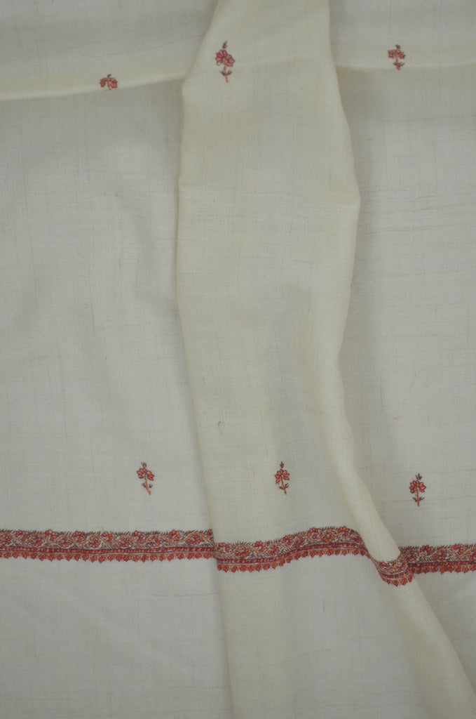 White Base Hashi Dar Pashmina Shawl