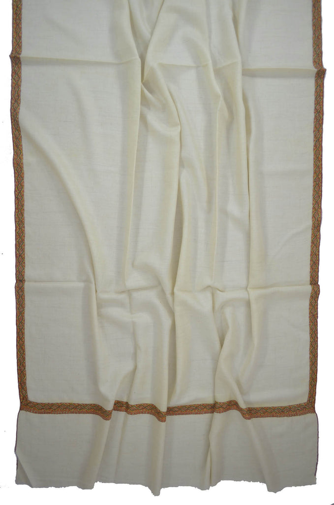 White Base Hashi Dar Pashmina Shawl