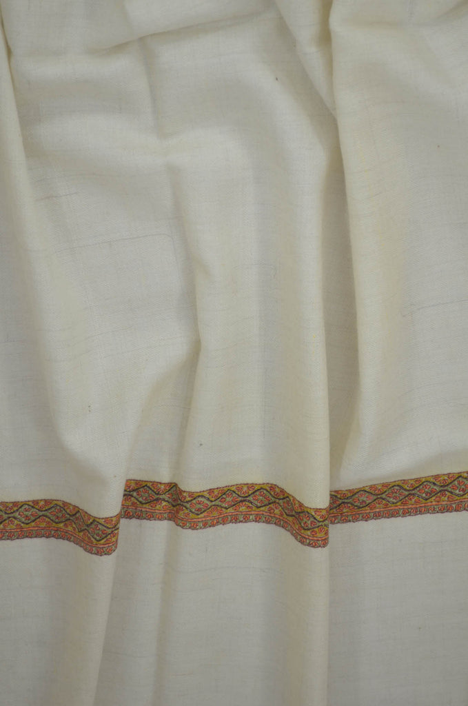 White Base Hashi Dar Pashmina Shawl