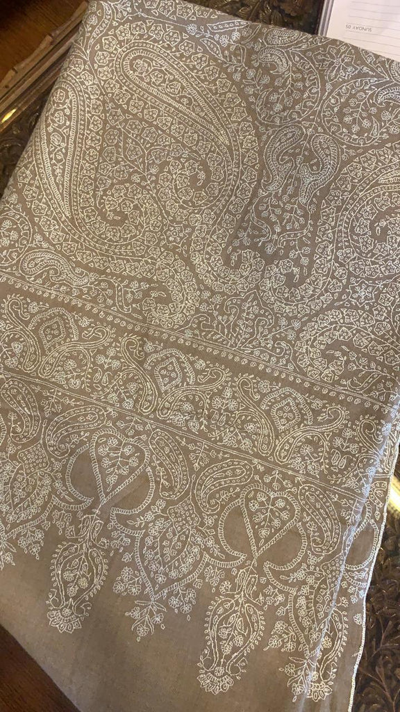 Oversized 3 Yard Pashmina Jamawar Natural Brown
