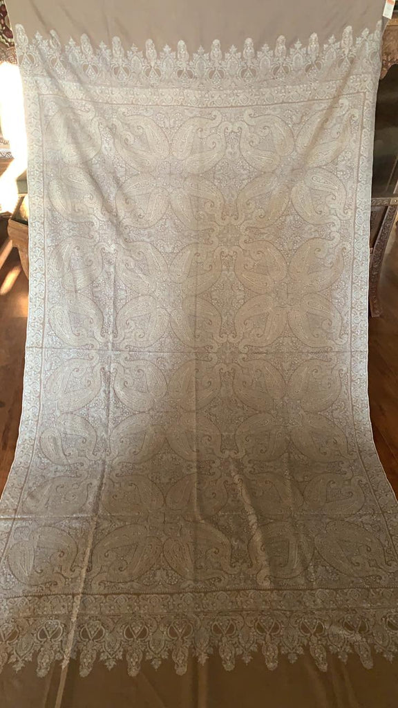 Oversized 3 Yard Pashmina Jamawar Natural Brown