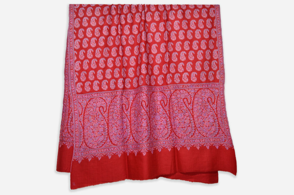 Red Kashmir Pashmina Jamawar Shawl