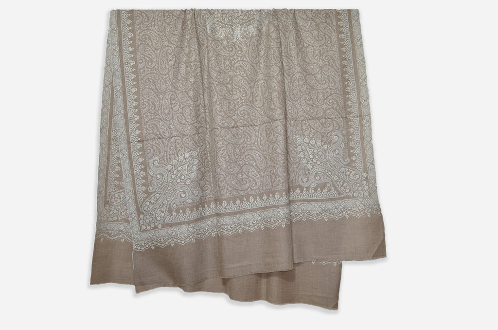 Un-Dyed Natural Kashmir Pashmina Jamawar Shawl