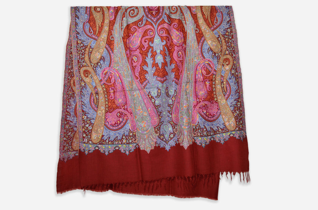 Red Kashmir Pashmina Jamawar Shawl