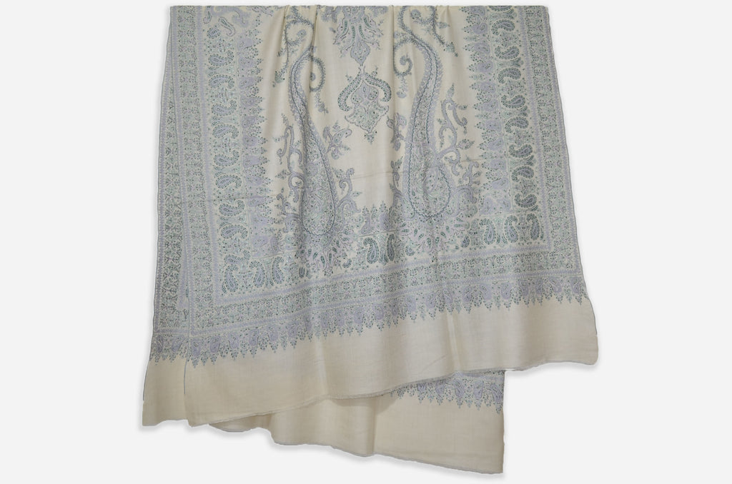 Ivory Kashmir Pashmina Jamawar Shawl