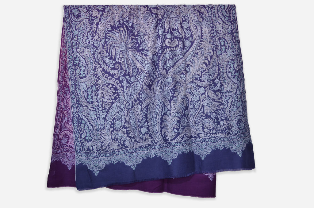Blue Voilet Gradient Pashmina Jamawar Shawl