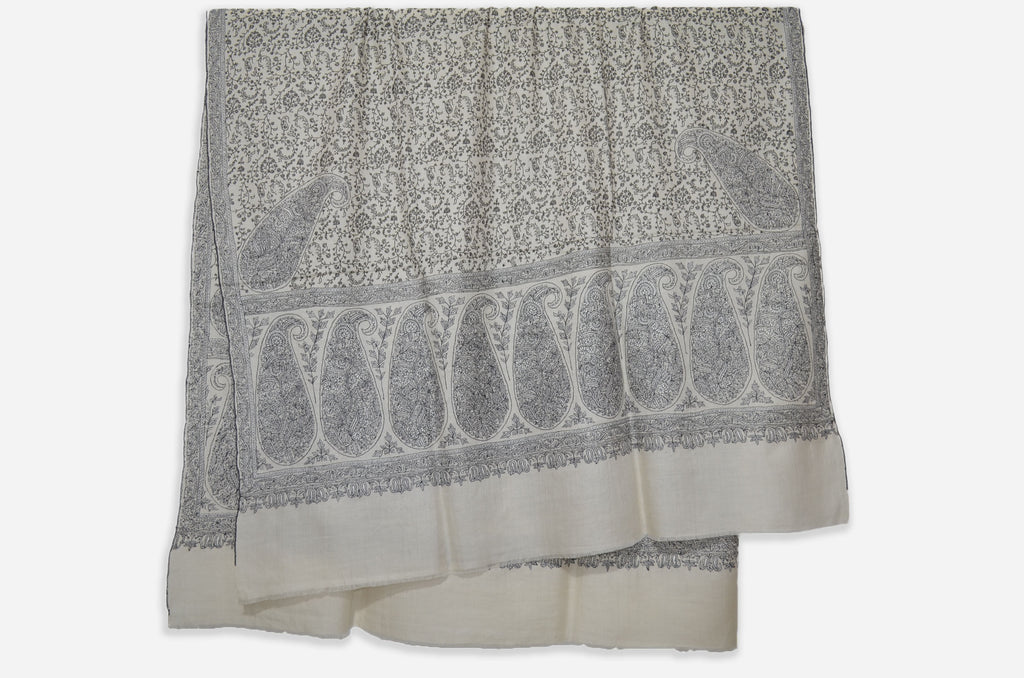 Ivory Kashmir Pashmina Jamawar Shawl