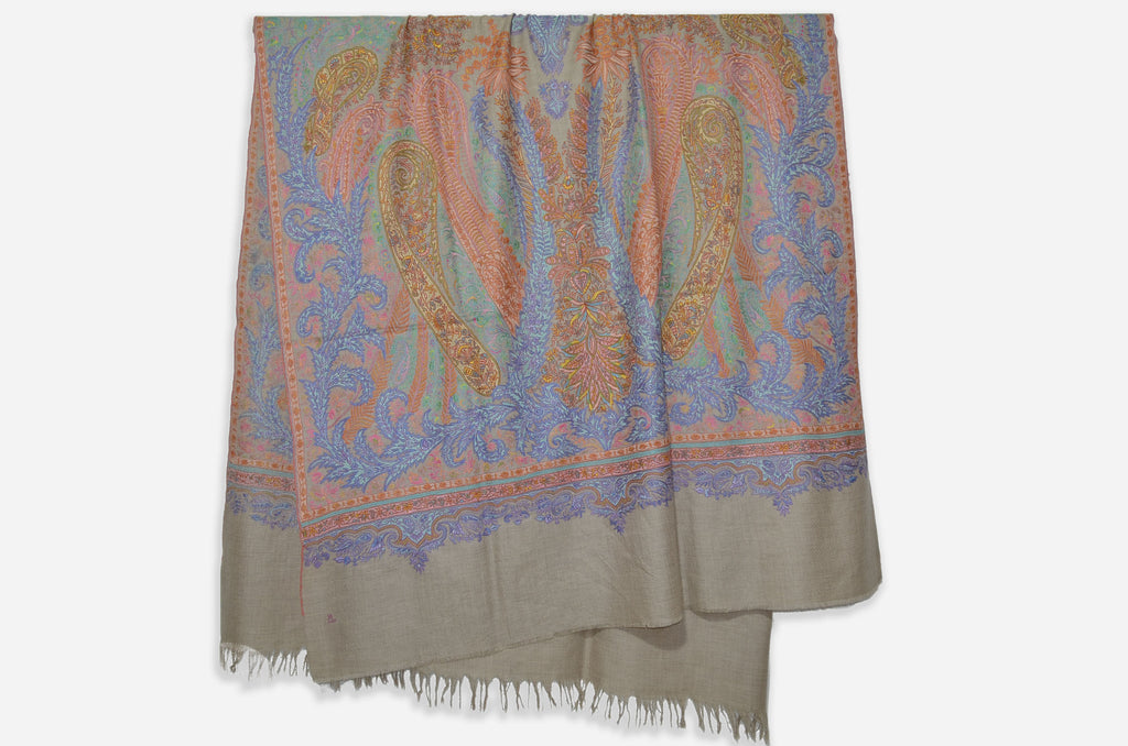 Un-Dyed Natural Pashmina Jamawar Shawl