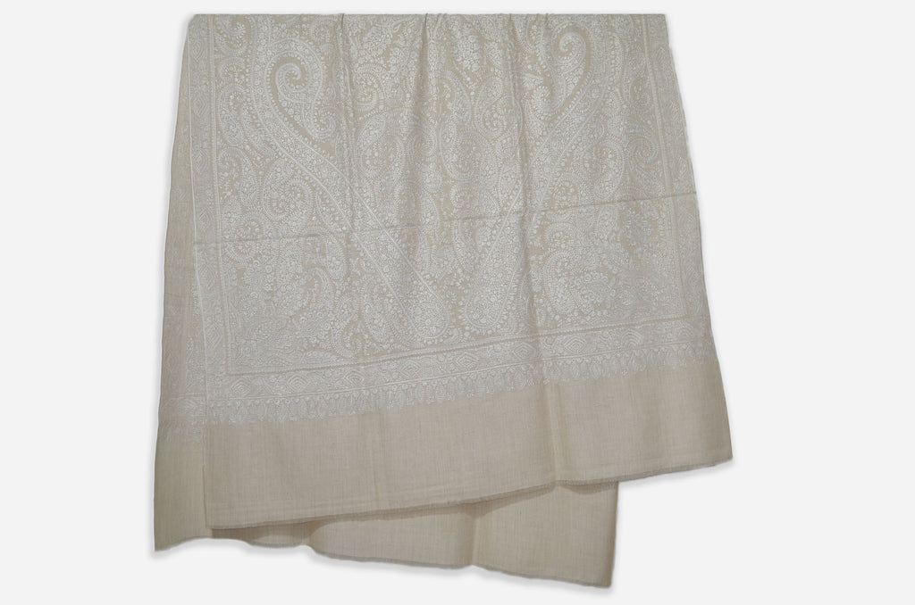 Un-Dyed Natural Kashmir Pashmina Jamawar Shawl