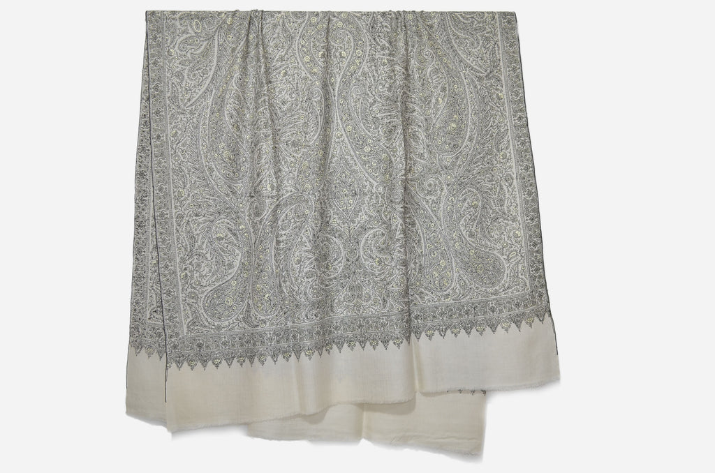 Ivory Kashmir Pashmina Jamawar Shawl