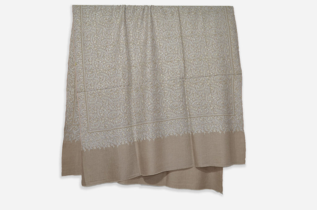 Un-Dyed Natural Pashmina Jamawar Shawl