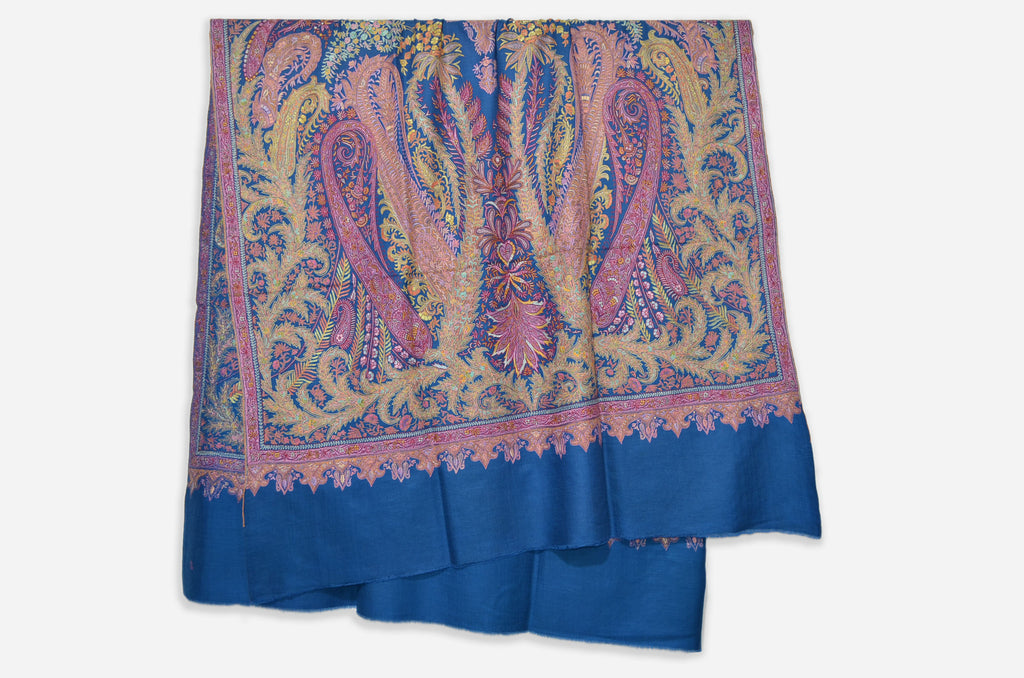 Royal Blue Pashmina Jamawar Shawl