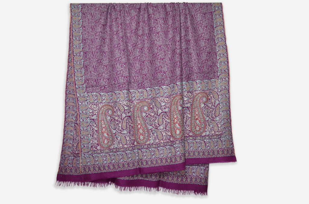 Purple Cashmere Pashmina Jamawar Shawl