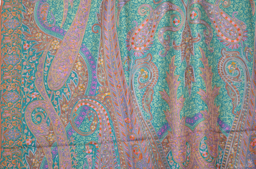 Turquoise Pashmina Jamawar Shawl