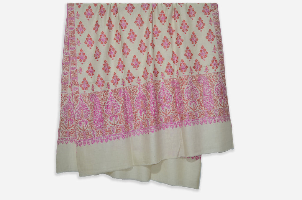 Ivory Kashmir Pashmina Jamawar Shawl