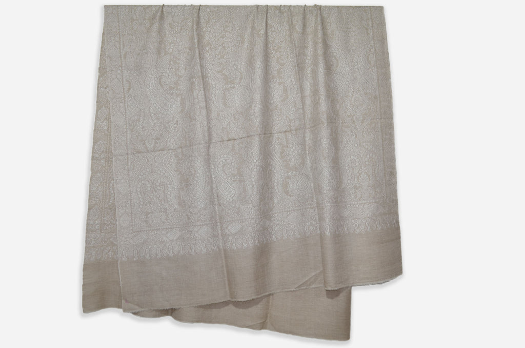 Un-Dyed Natural Kashmir Pashmina Jamawar Shawl