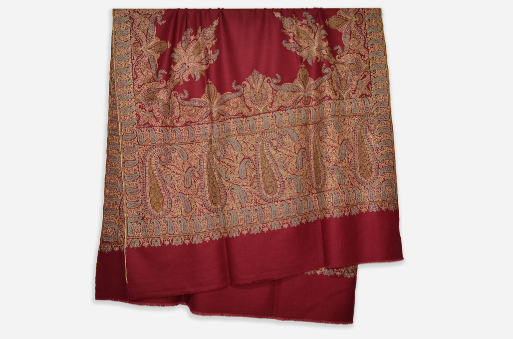 Maroon Pashmina Jamawar Shawl