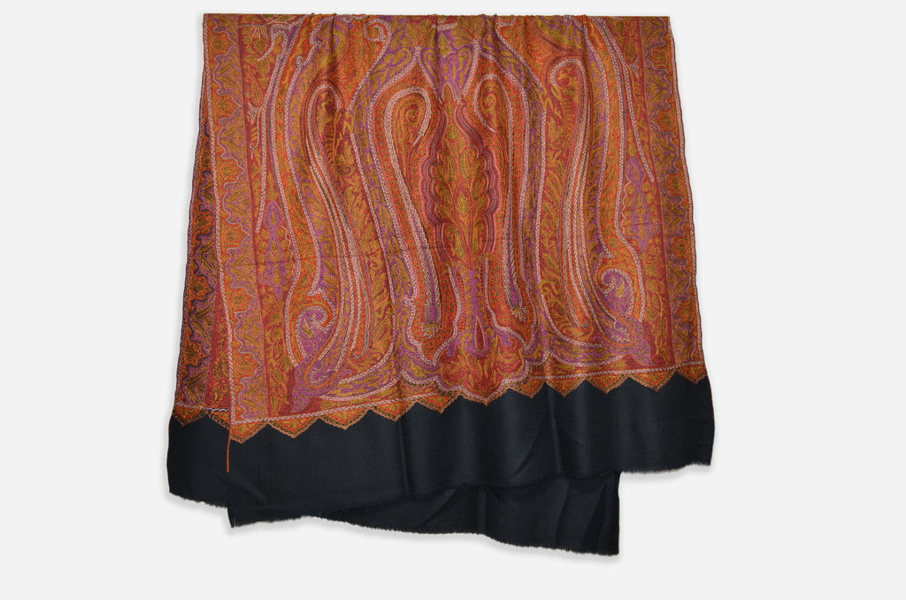 Black Pashmina Jamawar Shawl