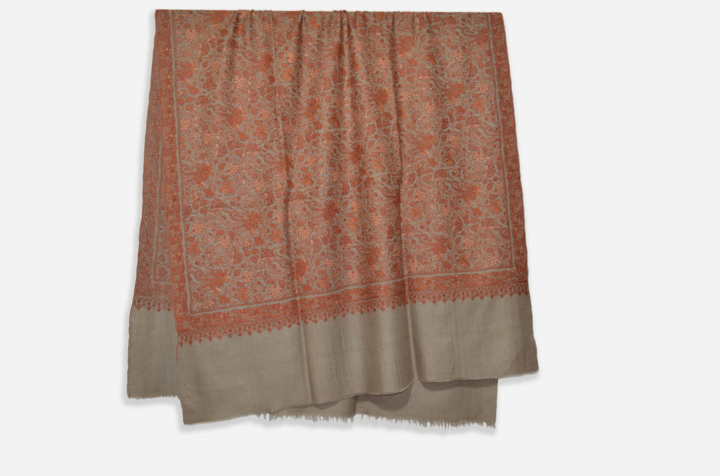 Un-Dyed Natural Pashmina Jamawar Shawl