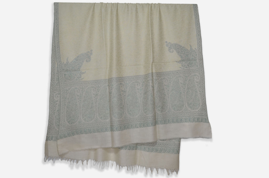 Un-Dyed Natural Pashmina Jamawar Shawl