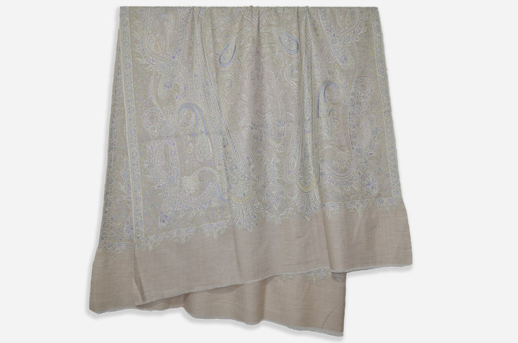 Un-Dyed Natural Pashmina Jamawar Shawl