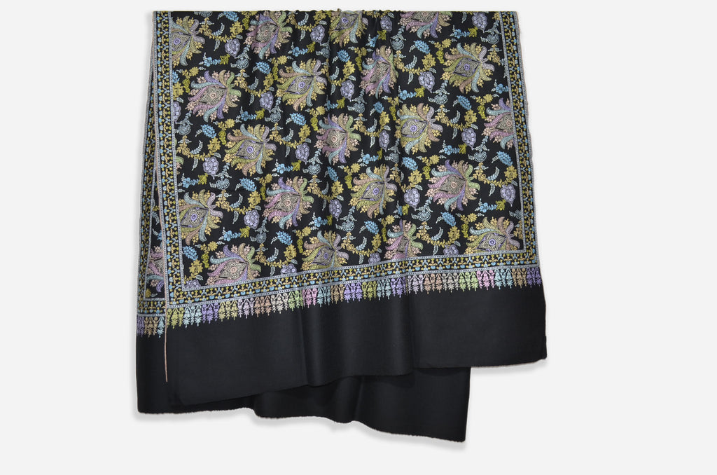 Black Pashmina Jamawar Shawl