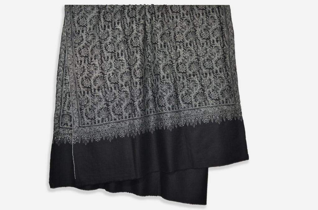 Black Pashmina Jamawar Shawl