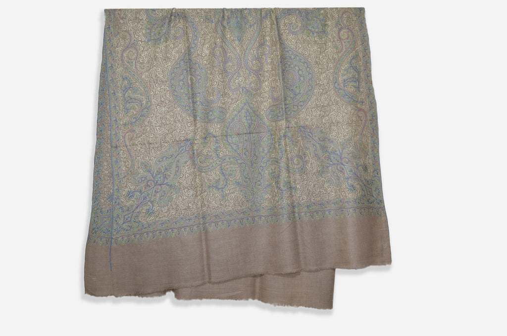 Un-Dyed Natural Pashmina Jamawar Shawl
