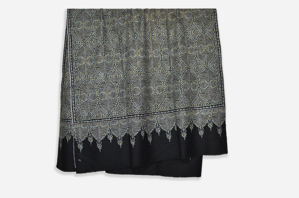 Black Pashmina Jamawar Shawl