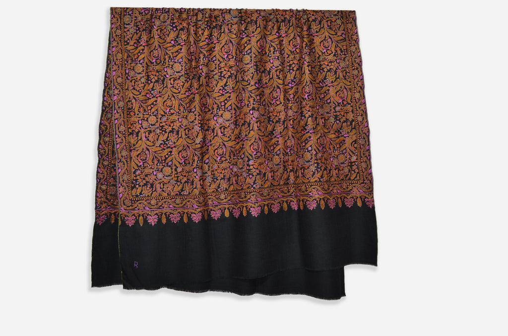 Black Pashmina Jamawar Shawl
