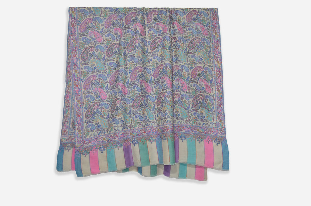 Ivory Kalamkari Pashmina Jamawar Shawl