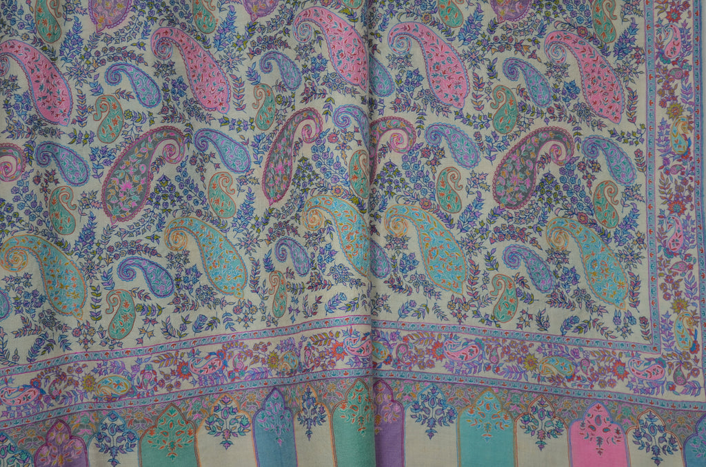 Ivory Kalamkari Pashmina Jamawar Shawl