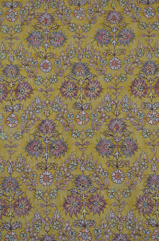 2.5 Yard Pashmina Jamawar Full Embroidery Shawl in Yellow Base