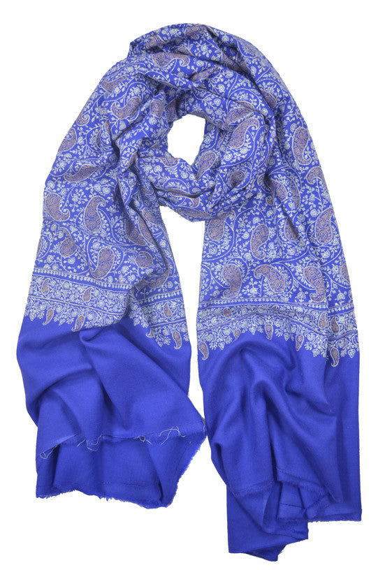 Vivid Blue Design Embroidery Jamawar
