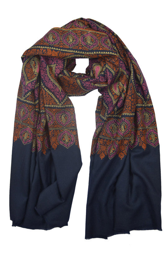 Navy Design Embroidery Jamawar