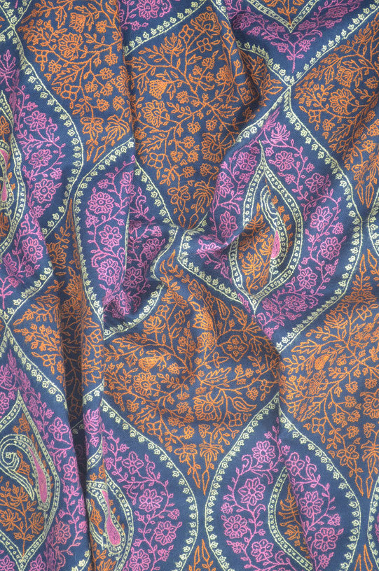 Navy Design Embroidery Jamawar