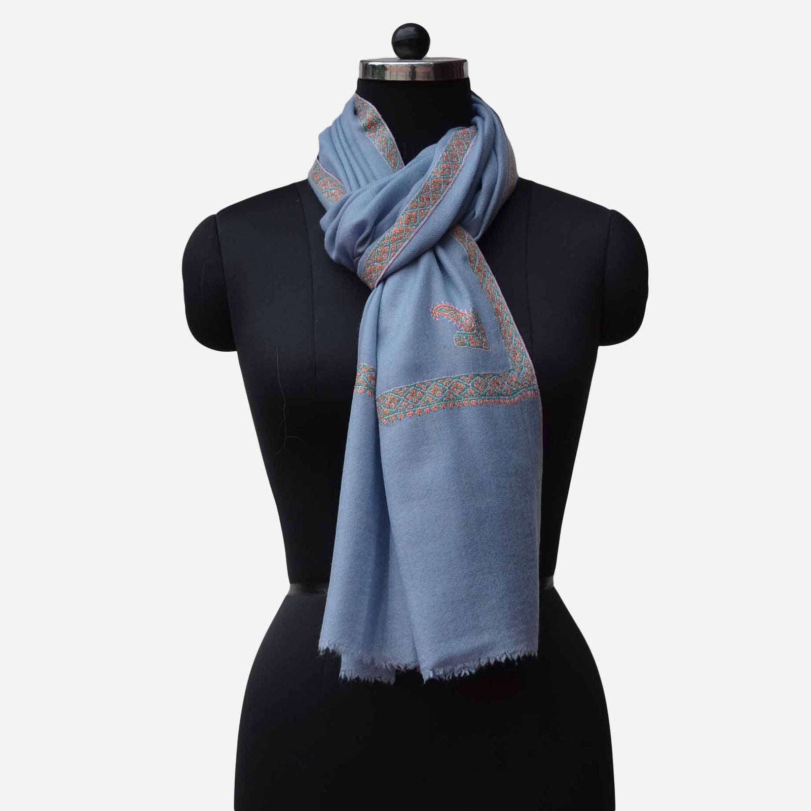 blue pashmina embroidered scarf