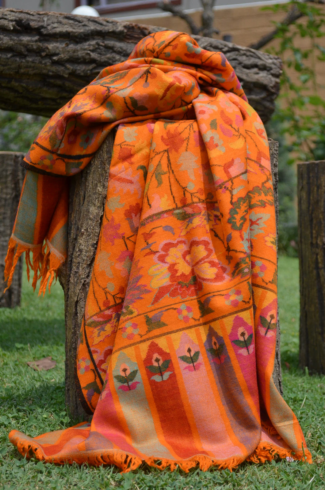 Orange Kani Pashmina Shawl