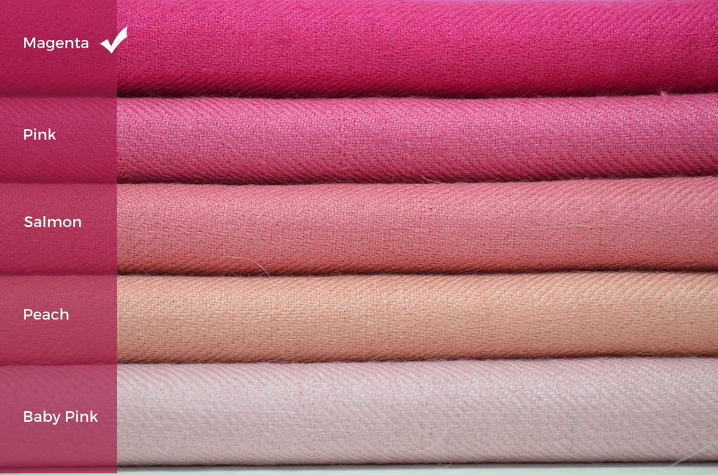 Beautifully light and scrumptiously soft "Magenta" Cashmere Scarf is hand woven from the highest grade of 100% pure Cashmere from Kashmir.