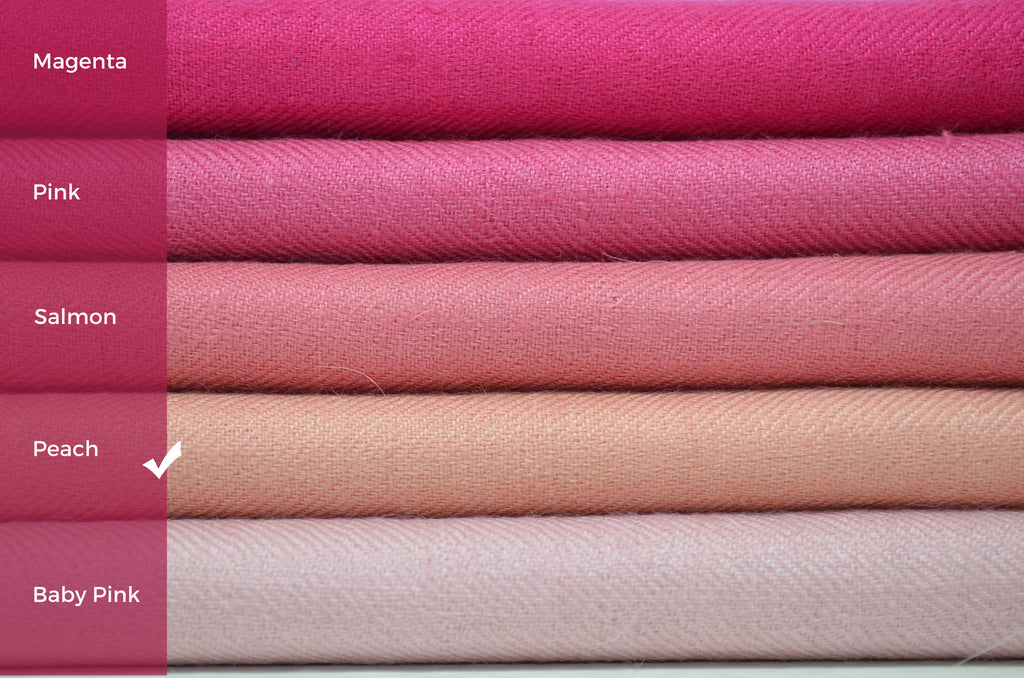 Beautifully light and scrumptiously soft "Peach" Cashmere Scarf is hand woven from the highest grade of 100% pure Cashmere from Kashmir