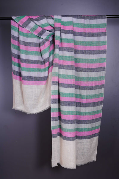 Multicolor stripe hand-woven Cashmere Pashmina Scarf