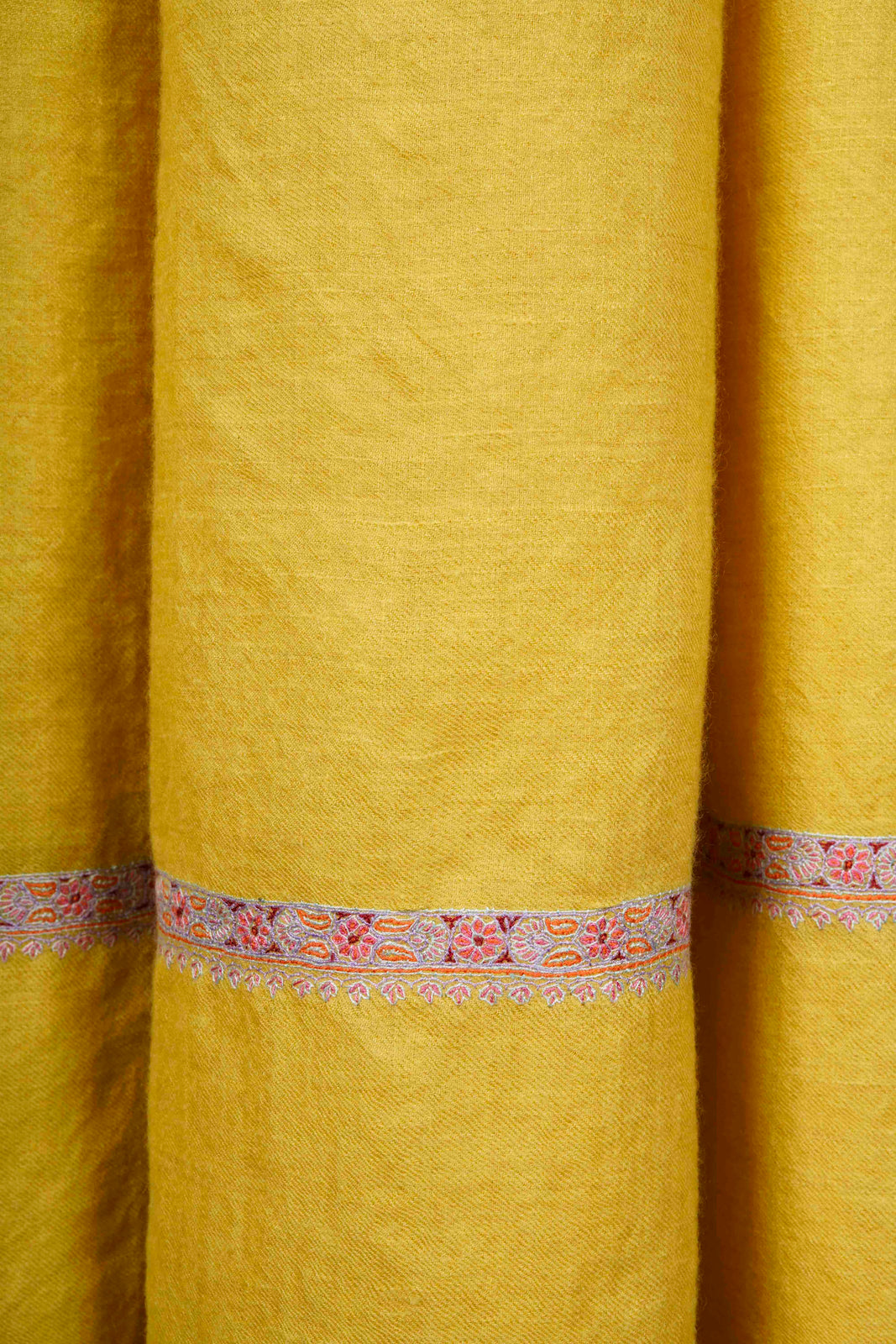 Lemon With Border Embroidery Cashmere Pashmina Shawl