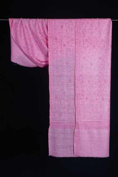 Pink Base Jali Embroidery Pashmina Cashmere Scarf