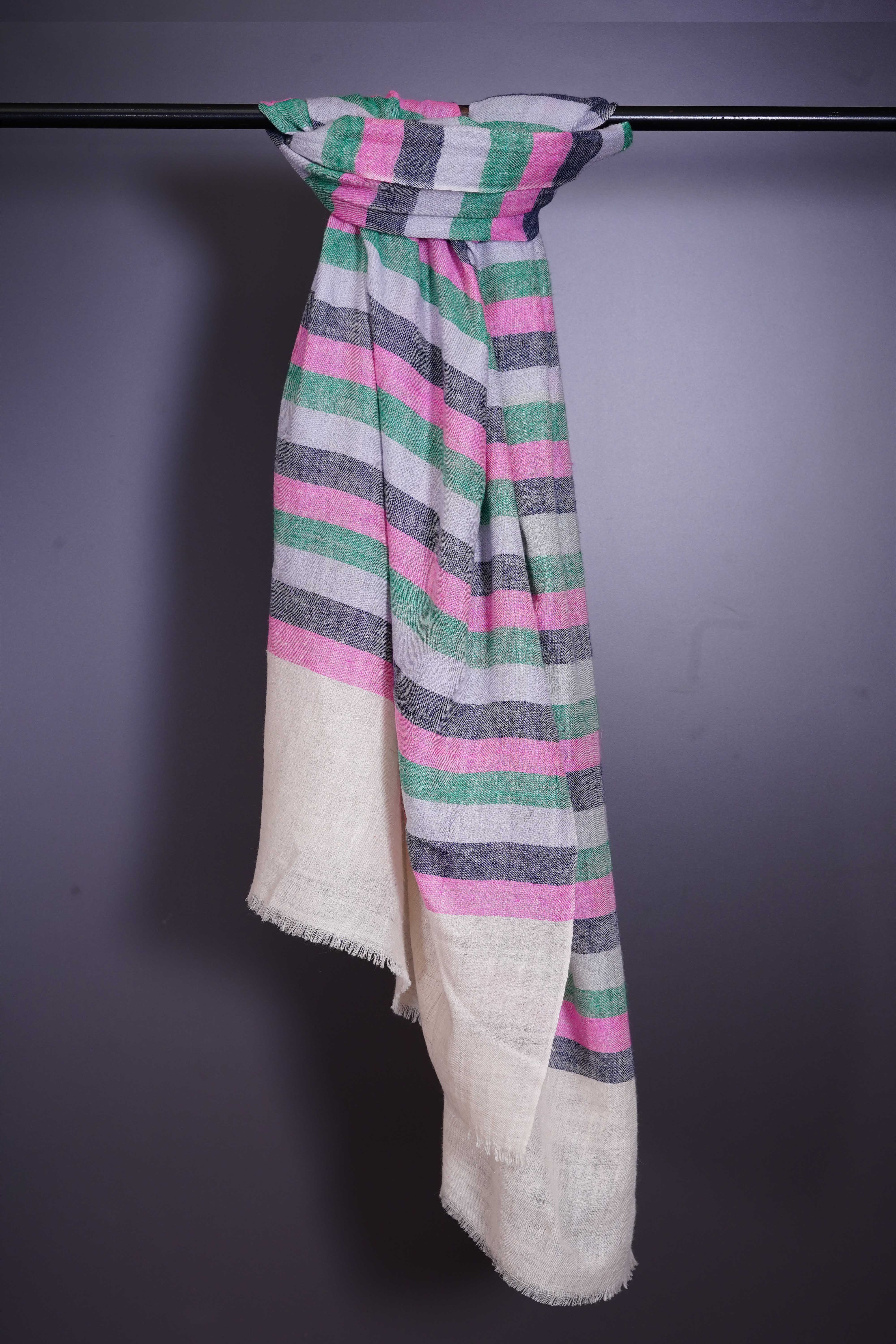 Multicolor stripe hand-woven Cashmere Pashmina Scarf