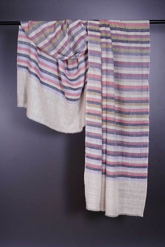 Multicolor stripe hand-woven Cashmere Pashmina Scarf