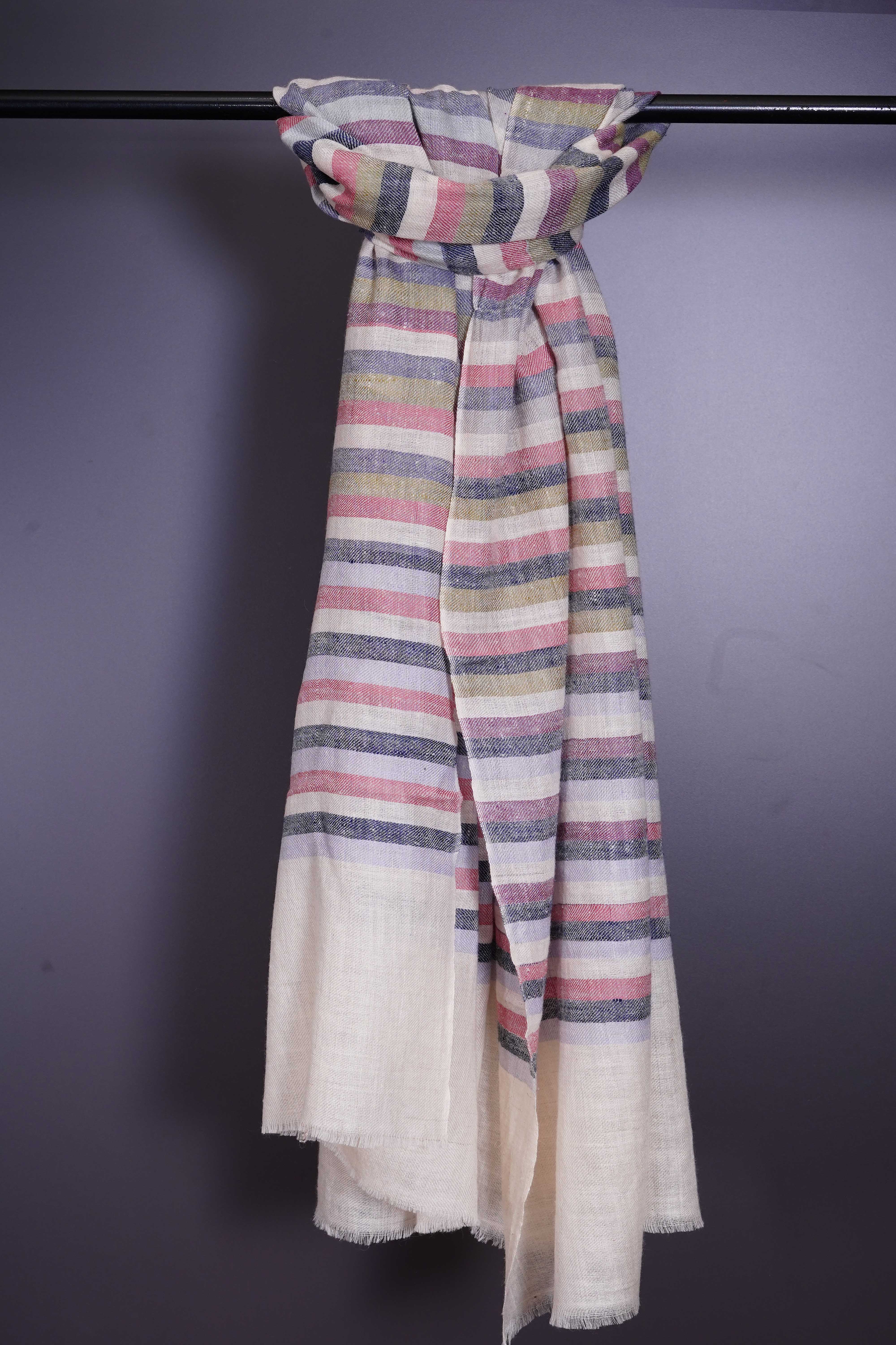 Multicolor stripe hand-woven Cashmere Pashmina Scarf