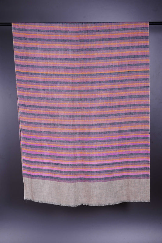 Natural Base small stripe hand-woven Cashmere Pashmina Scarf