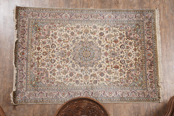 Ivory And Pink kashmir carpet